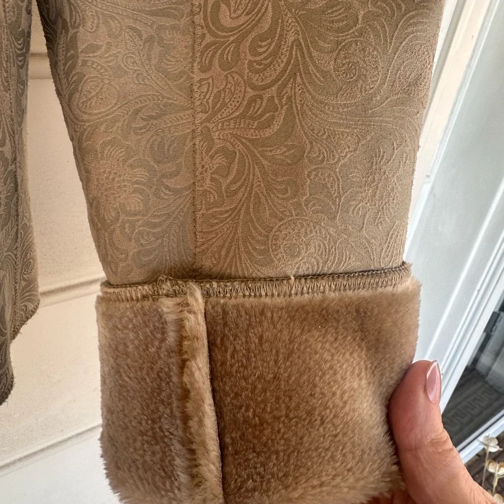 Rena Rowan Beige Teddy Jacket with Faux Fur Collar